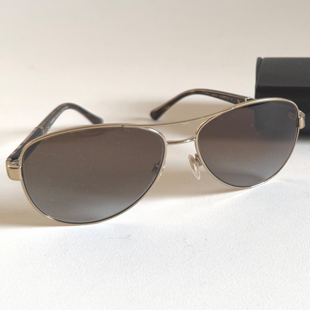 Burberry B 3080 Aviator Sunglasses Gold Polarized Brown Gradient Made in Italy - Picture 3 of 6